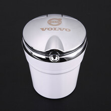 适用于沃尔沃XC60 XC90 S60L S90 V60 XC40汽车用车载烟灰缸带灯 汽车用品 白色 沃尔沃车标款