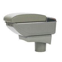 金杯新海狮扶手箱新海狮X30L用中央手扶箱免打孔无损安装小海狮X30金杯小卡T32储物盒改装扶手 双层升高充电款灰色 新海狮X30L