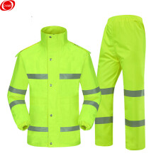 谋福  8011系列 荧光绿反光分体执勤雨衣套装 透气路政成人分体骑行雨衣（荧光绿YGL01 3XL185）可定制