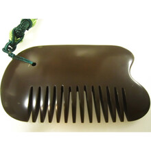 三生匠 三生匠5A级天然泗滨玄黄砭石梳子 两用梳 可刮痧身体 纯手作