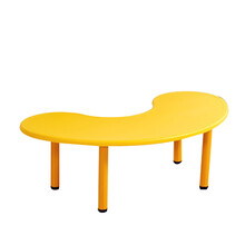 loveforever幼儿园月亮桌子塑料加厚桌椅套装儿童宝宝学习桌早教中心升降餐桌 环保新材料（黄色）