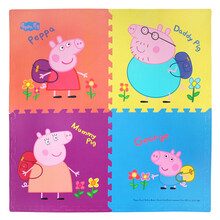 卡通小猪佩奇拼接垫子儿童爬爬垫卡通拼图爬行垫防滑防摔宝宝泡沫地垫60X60拼接式地板垫铺地 小书包小猪佩奇 60*60*1.0CM（4片装）送边条
