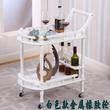 餐车酒水车手推车小推车茶水车点心车蛋糕车美容院移动置物架食品送餐车 白色(橡胶实心金属轮带刹车)