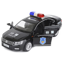 儿童警车玩具车仿真合金模型男孩小汽车模型警察回力声光 大众帕萨特特警车