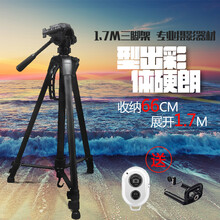 金刚钻 手机拍照三脚架/自拍抖音直播设备神器/数码相机钓鱼灯支架 适用苹果华为三星小米oppo通用 1.7米 黑色