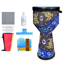 思雅晨（Saysn）非洲鼓手鼓桃花芯木手工整木掏空山羊皮丽江手鼓 英寸8 英寸9 英寸10 英寸12 木质款蓝色民族8寸（5岁以下儿童）