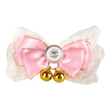 宠物猫咪蝴蝶结铃铛猫三角巾防舔时尚猫围脖围嘴英短美短猫咪领结 蝴蝶结款粉色 XS：15-25cm