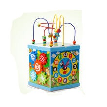 木丸子大号六面体绕珠百宝箱1-3-5-6周岁男女宝宝儿童益智串珠木制玩具 四面体多功能绕珠百宝箱