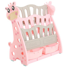 儿童玩具收纳架宝宝收纳柜简易塑料置物架幼儿园整理架多层儿童书架玩具架大容量 萌小鹿书架2号带盒子（ 粉色）