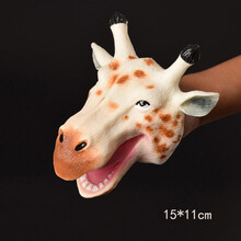 软胶恐龙手偶头套玩具仿真动物手套儿童爪子嘴巴能动大腹语霸王龙儿童节礼物 长颈鹿