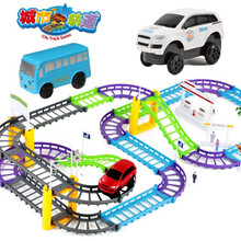 拖马斯小火车套装轨道电动充电儿童3-6周岁过山火车轨道玩具男孩 338-9轨道+三个车