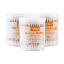 宜洁 双头棉签木棒棉花棒清洁化妆棉棒双用圆头掏耳朵棉球棒筒装 3筒装450只