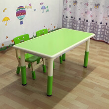 佰尔斯（BAIERSI） 幼儿园桌子塑料儿童学习桌早教培训桌可升降桌椅厂家批发防火板桌 第三代升降一桌两椅（颜色备注）