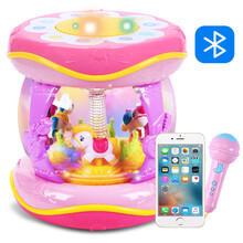 【升级蓝牙版】活石宝宝玩具手拍鼓儿童音乐早教拍拍鼓可充电早教婴儿玩具0-1岁带麦克风国庆节礼物 【升级蓝牙版+415个早教内容】真大号23cm粉色