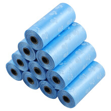 哈宝哈贝 宠物粪便垃圾袋狗狗拾便器专用垃圾袋泰迪拾便袋捡屎夹便袋狗屎清洁袋铲屎神器 蓝色脚印(15个/卷) 01卷装