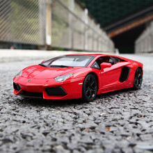 比美高兰博基尼模型1:18合金车模收藏摆件原厂雷文顿金属汽车跑车模型仿真布加迪保时捷车模 兰博基尼埃文塔多 橙红色