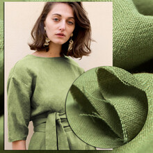 煊缎 舒适绿色布料 羊毛&麻布混纺麻布质感秋冬连衣裙 衬衣面料服装布