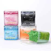 日本棉签双头湿化妆棉签卫生棉棒棉花棒细轴棉棒上妆卸妆棉棒 成人掏耳朵无菌棉签棒 蓝色款 150支