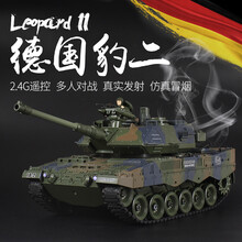 超大遥控坦克车履带式可发射水弹冒烟对战充电男孩玩具儿童礼物 【冒烟打弹版】德国豹二军绿 3000毫安电池+送1千实弹2千水弹