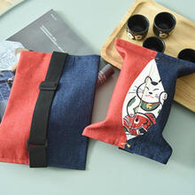 维诺亚 日式招财猫可爱卡通纸巾包 布艺棉麻抽纸包家具车载两用纸巾盒 客厅汽车纸巾套 背带财猫迎福