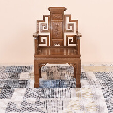 慢象红木家具非洲鸡翅木（学名：非洲崖豆木）卷书宝座沙发椅餐椅实木中式客厅休闲办公椅靠背椅电脑椅太师椅 长68*宽56*坐高50(总高113)cm