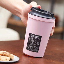Artiart咖啡杯便携随手杯不倒塑料水杯欧式带盖茶杯防漏随身杯防烫杯子日式马克杯男女款咖啡杯 淡粉色