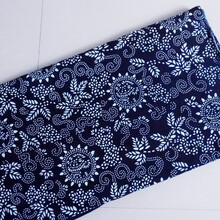 倾阑 蜡染桌布 蓝印花布青花布面料中国风中式蜡染服装布料桌布 青园 半米（买多件不裁开）