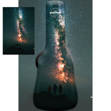 个性吉他包定制彩绘涂鸦星河黑色吉他包38寸39寸40寸41寸加厚海绵防水帆布民谣吉他通用双肩包 D-01