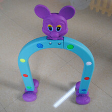 儿童立体钻山洞 爬行隧道 幼儿园体育运动器材 游戏钻洞塑料钻圈 卡通湖蓝色1个