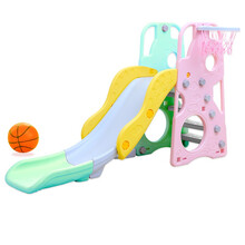 诺澳 升级版小熊款儿童室内滑梯家用多功能滑滑梯 宝宝幼儿园三合一秋千滑梯篮球架组合玩具 炫彩色-单滑梯