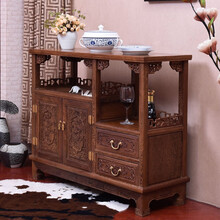 艺铭天下红木家具非洲鸡翅木（学名：非洲崖豆木）实木中式茶水柜茶叶柜餐边柜厨房储物柜收纳柜歺边柜碗柜 柜左  (长108*宽38*高86CM )