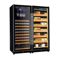 索比亚SY128智能恒温恒湿雪茄红酒组合柜 茶叶柜 冷藏柜 冰吧展示柜雪松木保湿盒 经典黑满配