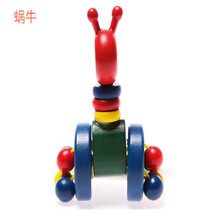 贝雷特 推杆玩具推杆小鸭子卡通动物推车木制小推车推推乐卡通婴幼儿宝宝学步手推车1男孩女孩 双杆蜗牛