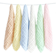 忆爱宝宝婴儿纱布口水巾印花手帕喂奶巾6层纱布围嘴 颜色随机1条装