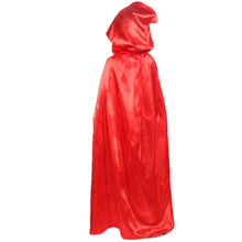 万圣节装扮服装 色丁布巫师披风 拖地死神披风 斗篷古堡披风 儿童 红色 1米