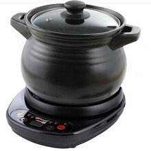 美味世家3升陶瓷养生壶全自动分体电子中药壶煎药壶煎药锅中药煲粥煎药器熬药罐煮药电砂锅电药锅 5L汤锅+黑底座