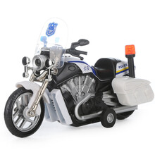 汽车模型合金警车玩具警察警车特警救护车声光回力开门儿童玩具模型金属合金车模型 警务摩托