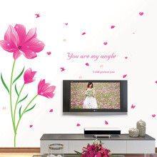 喜艾林 大号电视背景墙贴纸客厅沙发卧室墙贴画可移除创意墙纸贴饰简约花卉贴纸 粉色花开