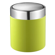 EKO桌面垃圾桶 家用不锈钢时尚创意办公桌车载小号迷你圆形摇盖垃圾筒 9204 绿色 1.5L