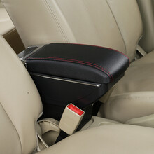 车奇缘扶手箱福特翼搏扶手箱翼博通用汽车中央扶手箱PU皮手扶箱配件加宽可升高双层置物箱储物箱带USB口 双层伸缩款黑色(双层-伸缩-无USB)