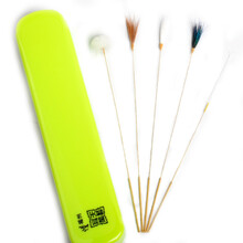 天艺采耳18K镀金金针鹅毛鸡毛鹤毛蓝孔雀马尾掏耳挖耳勺含收纳盒 混合5支装