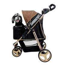 台湾IBIYAYA大型犬宠物猫狗可折叠手推车FS1616尊爵號鋁合金寵物推車外出用具 奢华金