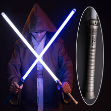 星球大战光剑原力觉醒激光剑绝地武士十字非伸缩发声发光剑金属磨砂手柄男孩玩具礼物cos道具 （单色）银色剑柄+蓝光剑身