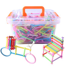 乐哲 儿童3-6岁玩具聪明棒积木拼装魔术棒男女孩益智玩具动手训练拼插塑料积木套装 约500根收纳盒装