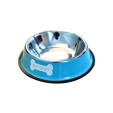 锈钢狗碗 宠物碗狗食盆 猫碗猫盆猫食盆宠物用品猫狗通用 蓝色5号适合40