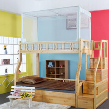 富俪姿子母床蚊帐高低双层上铺下铺1.5米儿童1.2米床 1.2米上铺三门【190*120*110】 天蓝色【帐纱是白色】