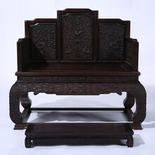 贡艺名居 红木家具非洲鸡翅木（学名：非洲崖豆木）沙发椅云龙宝座 主人座仿古中式手工雕刻沙发椅子单人 宝座