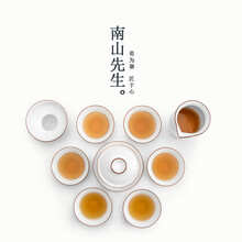 南山先生 哑光脂白茶具套装功夫茶具茶盘白瓷手绘盖碗茶滤公道茶杯套组 脂白9件套装（礼盒装）
