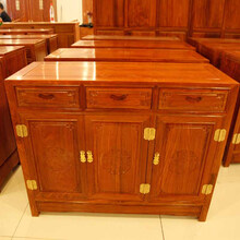 琪梦红木家具非洲花梨（学名：刺猬紫檀）中式实木餐边柜三门储物柜简易雕花收纳柜餐厅家具