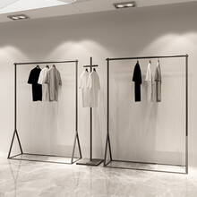 嘉佩馨 简约服装店展示架 后现代复古工业风格  落地式上墙挂衣架衣服展示架货架陈列 长120*40*160(三角形)亚光黑